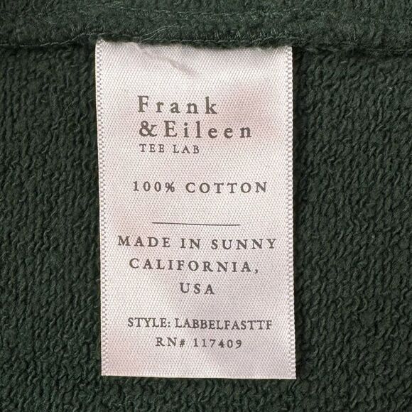 Frank & Eileen Belfast Sweatshirt Peacoat Jacket Triple Fleece Green Size XS - Picture 7 of 8